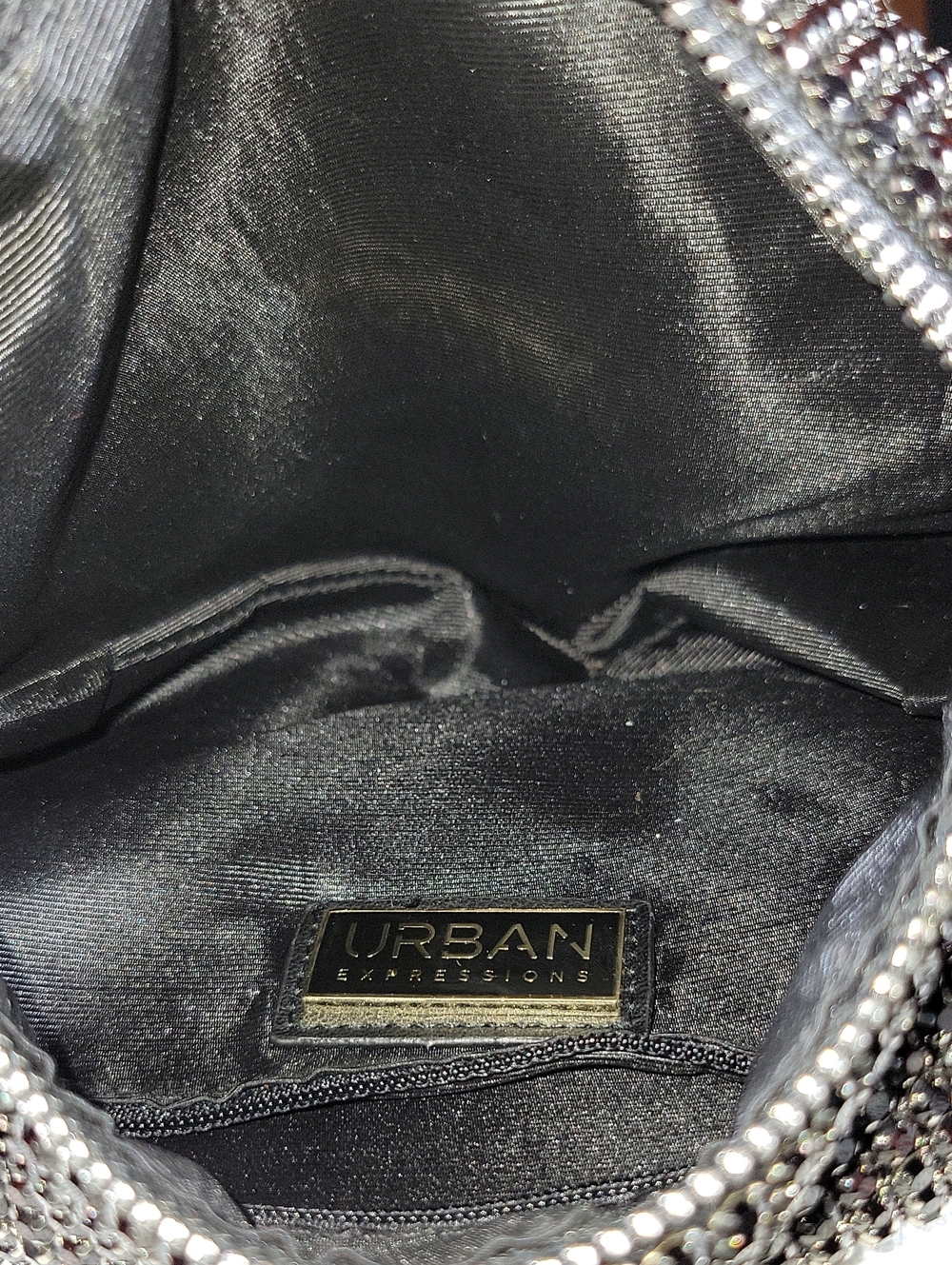 Urban Expressions Black Silver Metallic Mesh Evening Bag NWOT - Picture 4 of 6